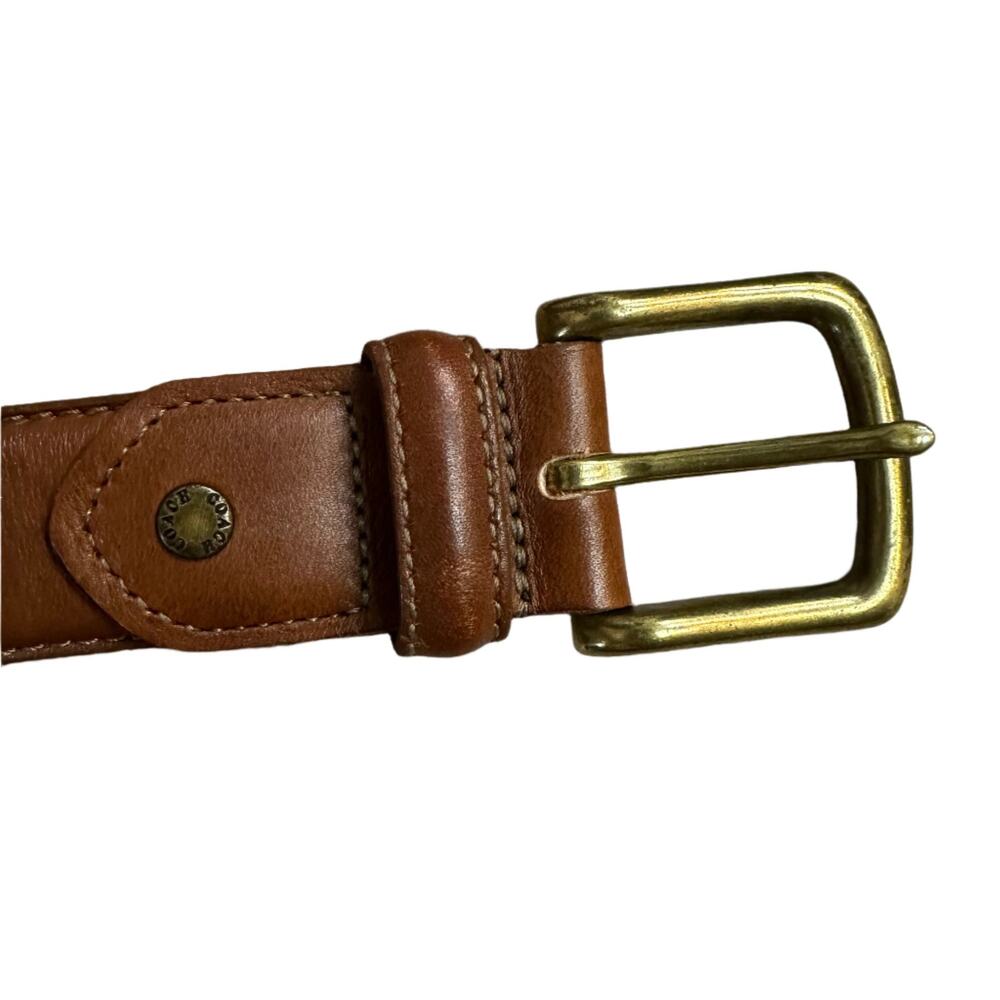 Coach Brown Leather Belt Brass Hardware Dress 40 - Picture 7 of 9